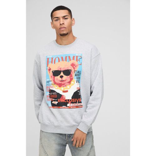 Sweat oversize à imprimé ours homme - S - Boohooman - Modalova