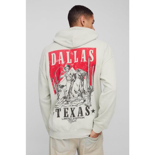 Sweat à capuche oversize délavé à imprimé Dallas Western - S - Boohooman - Modalova