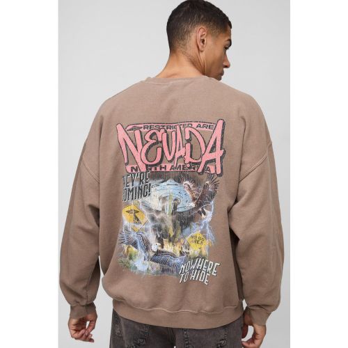Sweat oversize délavé à imprimé oiseau homme - S - Boohooman - Modalova