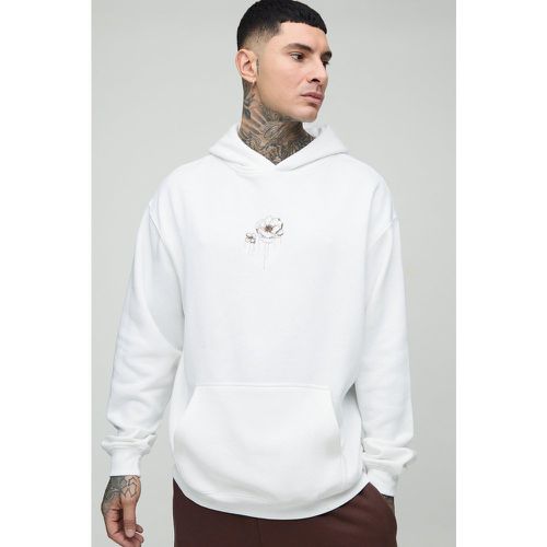 Tall - Sweat à capuche oversize à broderie fleurie homme - S - Boohooman - Modalova