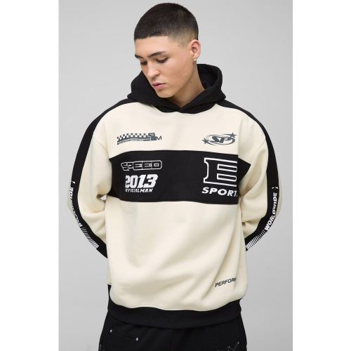 Sweat à capuche oversize à empiècements moto - S - Boohooman - Modalova