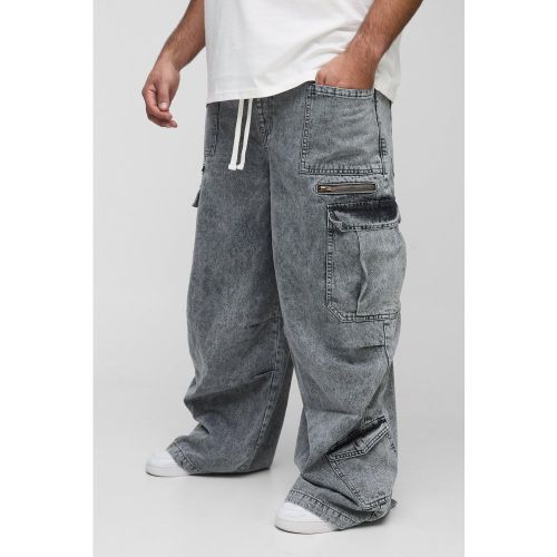 Grande taille - Jean cargo délavé à taille élastiquée homme - 38 - Boohooman - Modalova