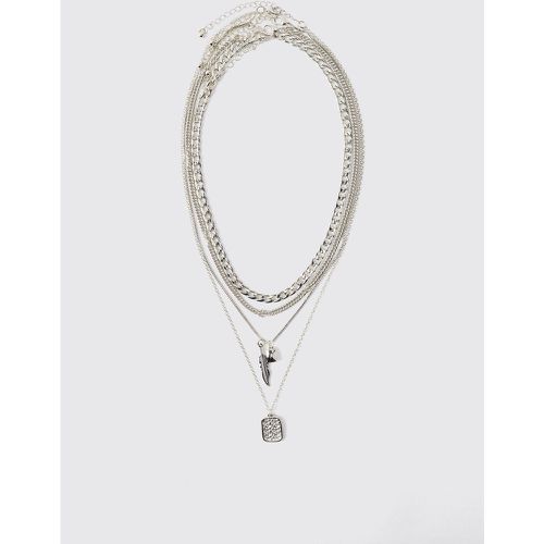 Collier À Chaînes Superposées Et Double Pendentif - One Size - boohoo - Modalova