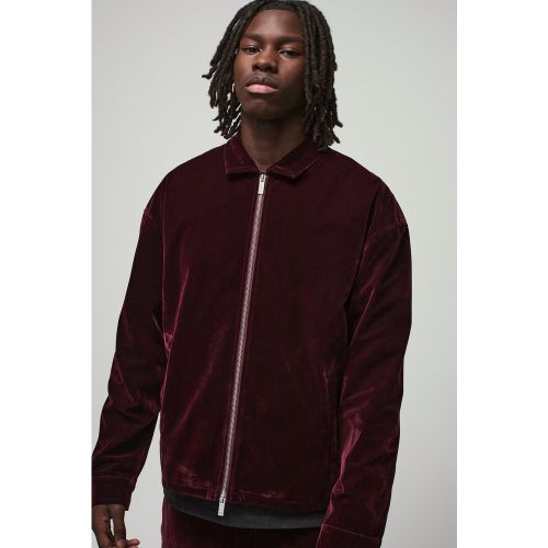 Surchemise oversize zippée en velours - L - Boohooman - Modalova