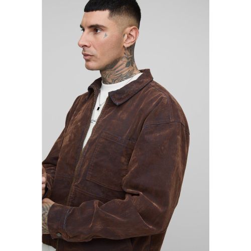 Tall - Veste Harrington oversize en jean homme - S - Boohooman - Modalova