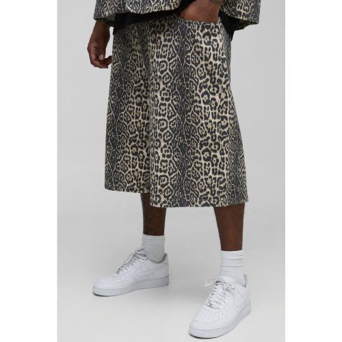 Grande taille - Bermuda délavé à imprimé léopard - 38 - Boohooman - Modalova