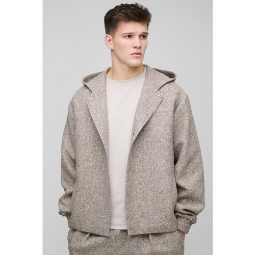 Tall Oversized Boucle Hooded Button Up Overshirt - 2XL - Boohooman - Modalova