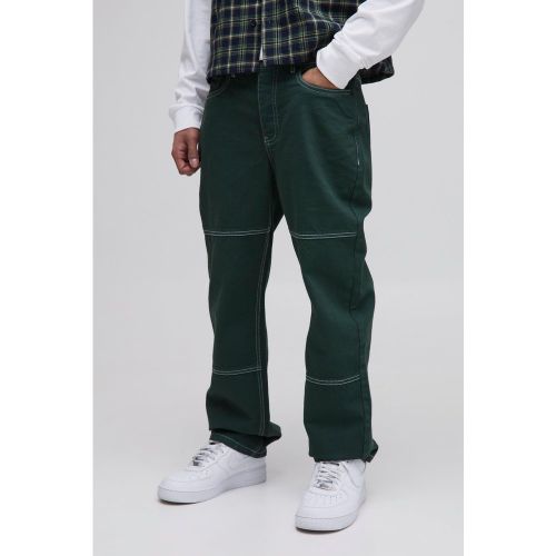 Jean droit en denim à coutures contrastantes - 28R - Boohooman - Modalova