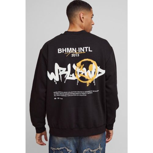 Sweat oversize à imprimé graffiti homme - S - Boohooman - Modalova