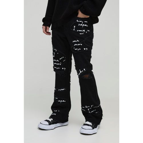 Jean flare imprimé patchwork - 28R - Boohooman - Modalova