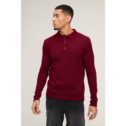 Polo en maille à col boutonné - S - Boohooman - Modalova