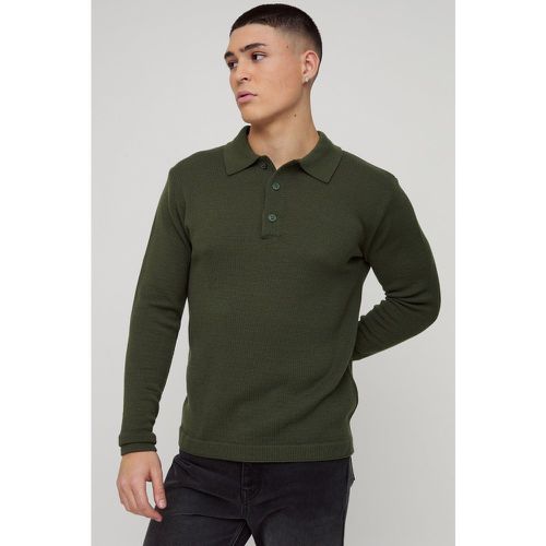 Polo en maille à col boutonné - S - Boohooman - Modalova