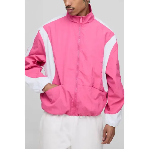 Veste de survêtement color block à col cheminée - S - Boohooman - Modalova