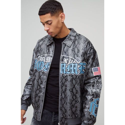 Bomber universitaire oversize à écusson serpent homme - S - Boohooman - Modalova