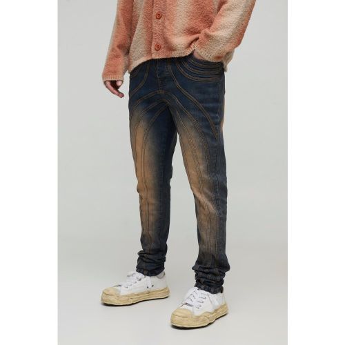 Jean biker skinny à empiècements - 28R - Boohooman - Modalova