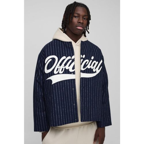 Veste universitaire oversize à rayures et sans col - S - Boohooman - Modalova
