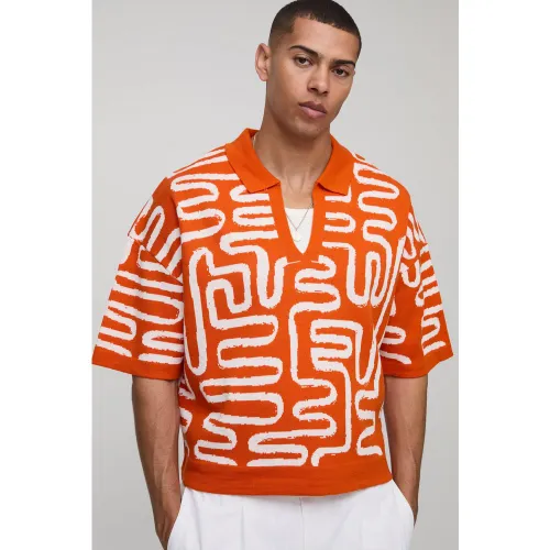 Polo oversize en maille à imprimé abstrait - S - Boohooman - Modalova