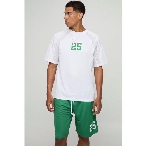 Ensemble universitaire en mesh avec t-shirt et short - S - Boohooman - Modalova