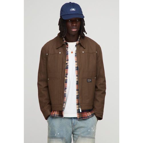 Veste de travail en twill à col contrastant - S - Boohooman - Modalova