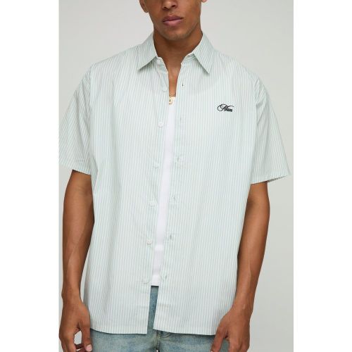 Chemise oversize à rayures et manches courtes - 2XL - Boohooman - Modalova
