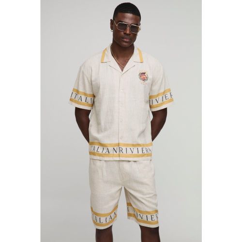 Ensemble oversize imprimé en lin - S - Boohooman - Modalova