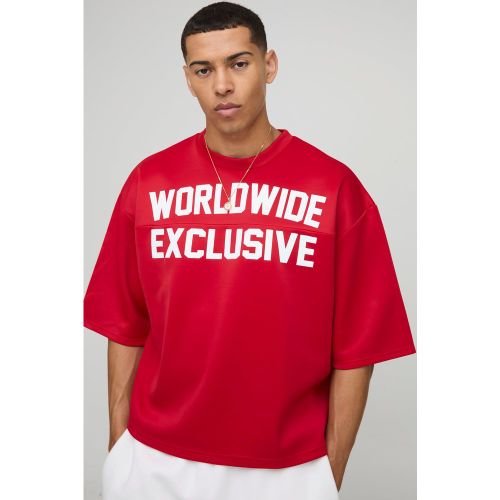 Oversized Boxy Worldwide Panelled Printed Scuba T-Shirt - S - Boohooman - Modalova