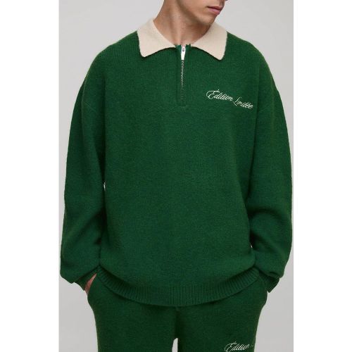 Oversized Varsity Applique Embroidered Knitted Polo Jumper - S - Boohooman - Modalova
