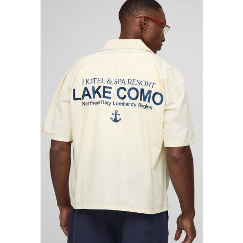Oversized Boxy Revere Lake Como Embroidered Stripe Shirt - S - Boohooman - Modalova