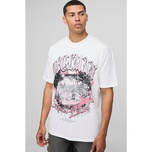 T-shirt oversize à col montant et strass - S - Boohooman - Modalova