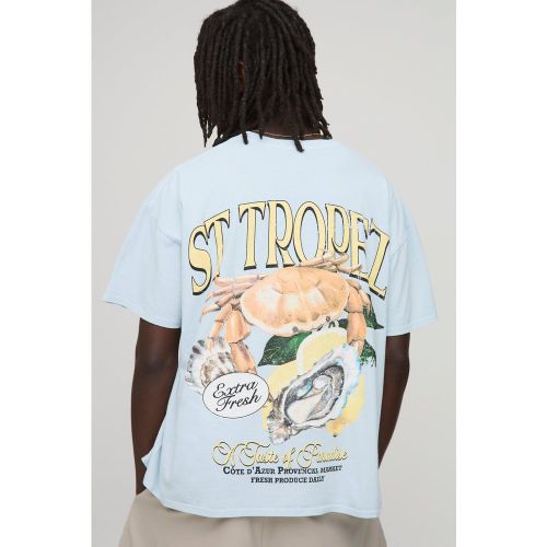 T-shirt oversize délavé imprimé St Tropez - S - Boohooman - Modalova