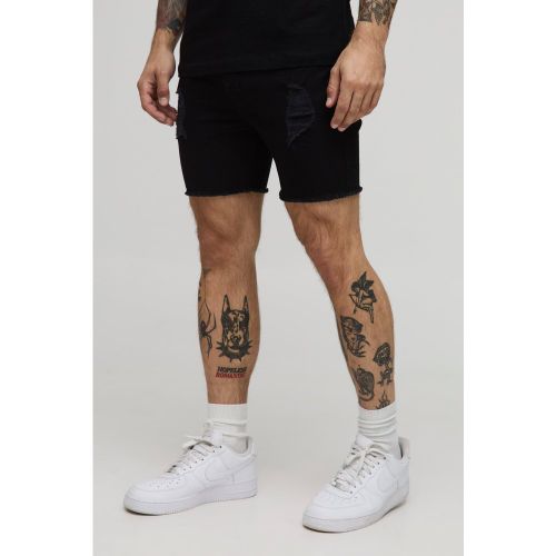 Short en jean déchiré à bords bruts - 28 - Boohooman - Modalova