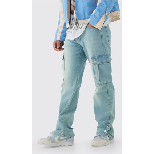 Relaxed Rigid Popper Hem Cargo Washed Jeans homme - 28R - Boohooman - Modalova