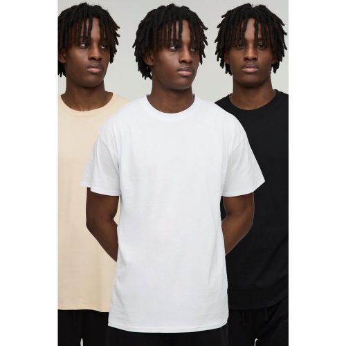 Lot de 3 t-shirts basiques à col ras du cou - S - Boohooman - Modalova