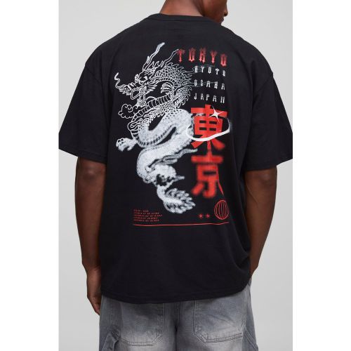 T-shirt oversize imprimé dragon Tokyo - S - Boohooman - Modalova