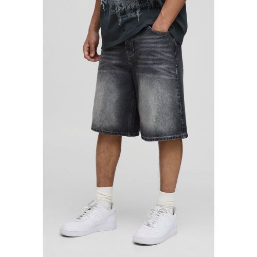 Bermuda droit délavé en jean - 28 - Boohooman - Modalova