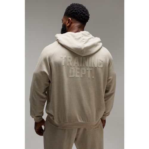 Sweat à capuche oversize délavé à slogan - MAN Active - 2XL - Boohooman - Modalova