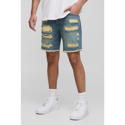 Short droit délavé déchiré en jean - 28 - Boohooman - Modalova