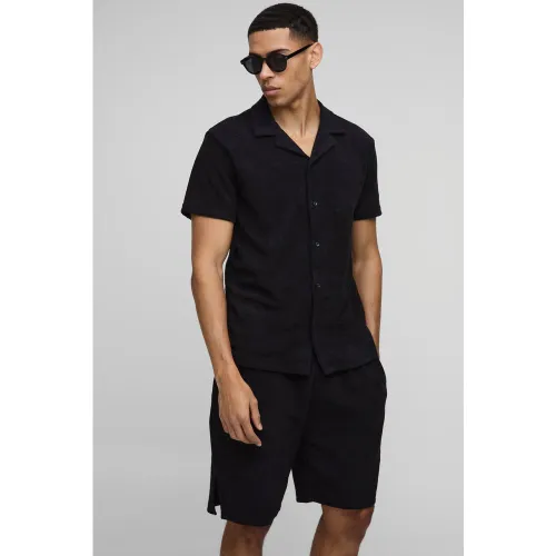 Ensemble en tissu éponge avec chemise et short - S - Boohooman - Modalova