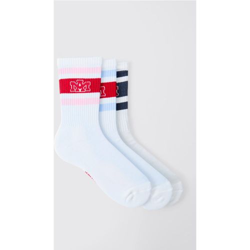 Lot de 3 paires de chaussettes rayées à motif jacquard - Ofcl - ONE SIZE - Boohooman - Modalova