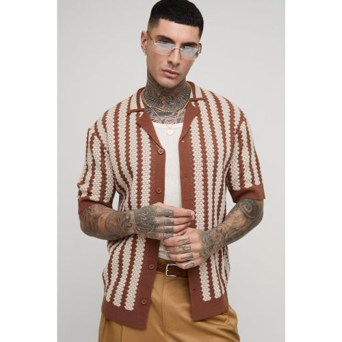 Tall - Polo rayé en crochet homme - 2XL - Boohooman - Modalova