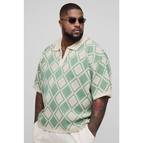 Grande taille - Polo en crochet - 2XL - Boohooman - Modalova