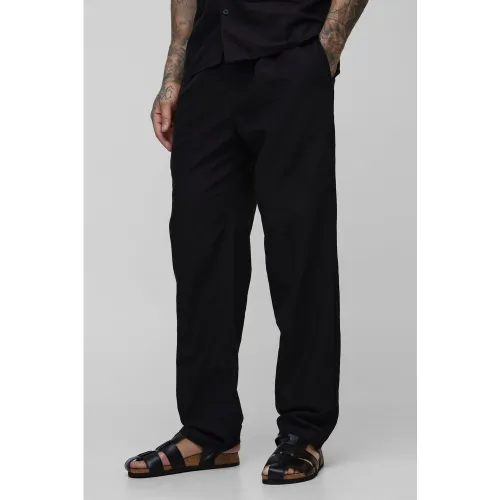 Tall - Pantalon droit synthétique à taille élastiquée - 2XL - Boohooman - Modalova