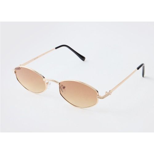 Lunettes de soleil ovales dorées - ONE SIZE - Boohooman - Modalova