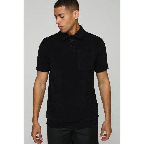 Polo cintré en tissu éponge à manches longues - S - Boohooman - Modalova