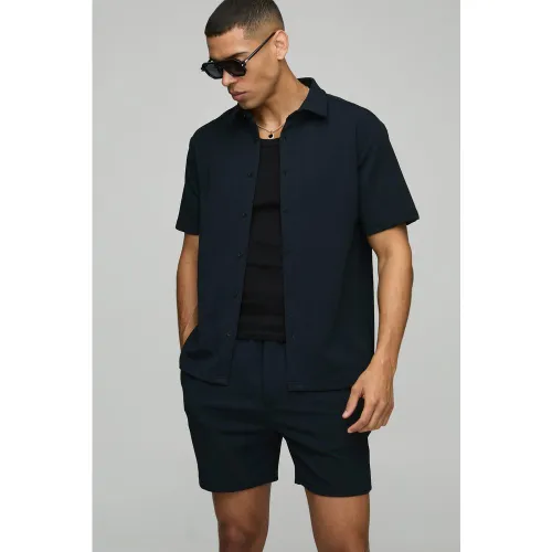 Ensemble en jersey avec chemise et short - S - Boohooman - Modalova