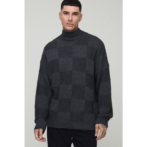 Tall - Pull oversize à col montant à carreaux - 2XL - Boohooman - Modalova