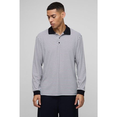 Polo de rugby rayé à manches longues homme - S - Boohooman - Modalova