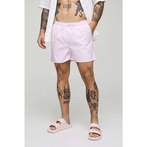 Short de bain court à carreaux - S - Boohooman - Modalova