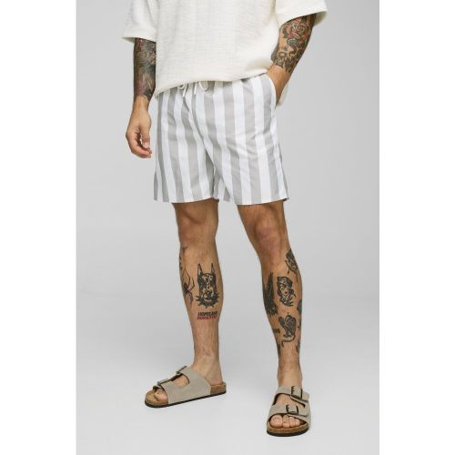 Short de bain mi-long à rayures - S - Boohooman - Modalova