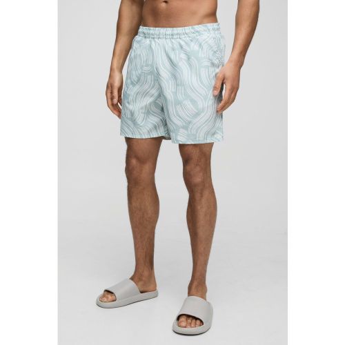 Short de bain mi-long à imprimé abstrait homme - S - Boohooman - Modalova